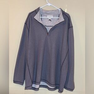 Tommy Bahama Men's Blue/Grey Reversible Quarter Zip Sweater XXXL NWOT